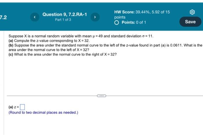 Solved Suppose X is a normal random variable with mean μ=49 | Chegg.com