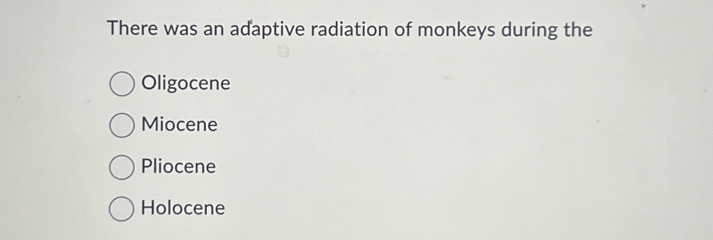 Solved There was an adaptive radiation of monkeys during | Chegg.com