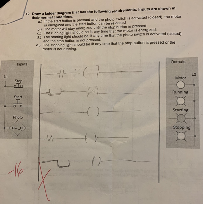 Solved 12. Draw A Ladder Diagram That Has The Following | Chegg.com