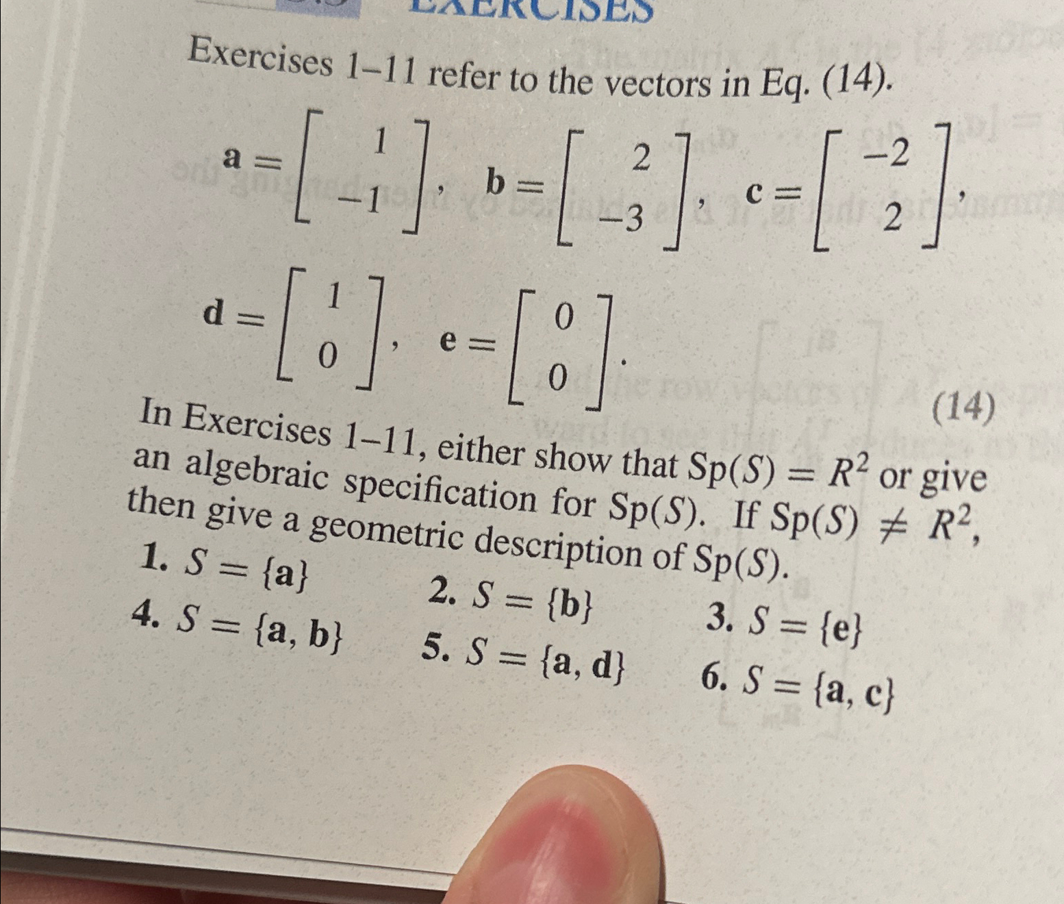 Solved Exercises 1-11 ﻿refer to the vectors in | Chegg.com