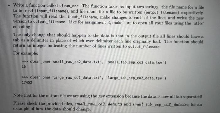 Solved • Write a function called clean_one. The function | Chegg.com
