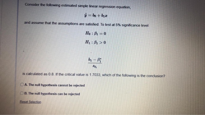 Solved Consider the following estimated simple linear | Chegg.com