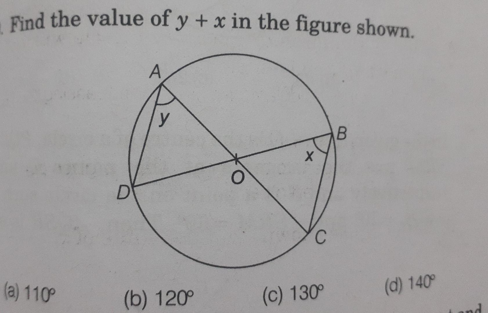 Solved Find the value of y+x in the figure shown. (a) 110∘ | Chegg.com