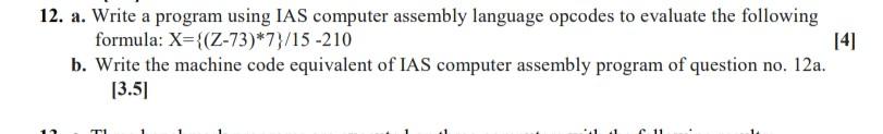 Solved 141 12. a. Write a program using IAS computer | Chegg.com