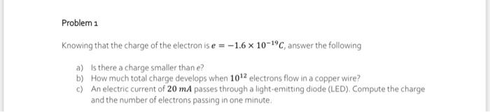 Knowing that the charge of the electron is | Chegg.com