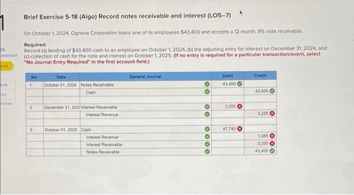 Solved Brief Exercise 5 18 Algo Record Notes Receivable Chegg