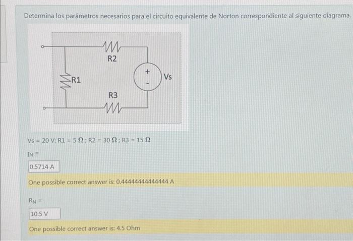 Determina los parámetros necesarios para el circuito equivalente de Norton correspondiente al siguiente diagrama \[ \begin{ar