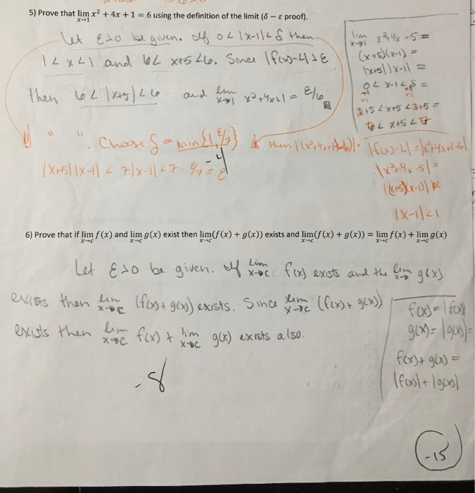 Solved 5 Prove That Lim X2 4x 1 6 Using The Defini Chegg Com