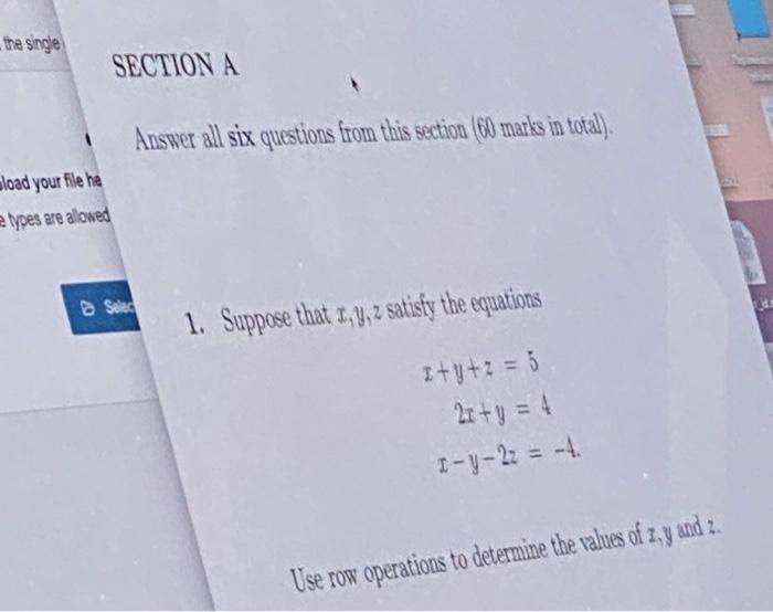 Solved the single SECTION A Answer all six questions from | Chegg.com