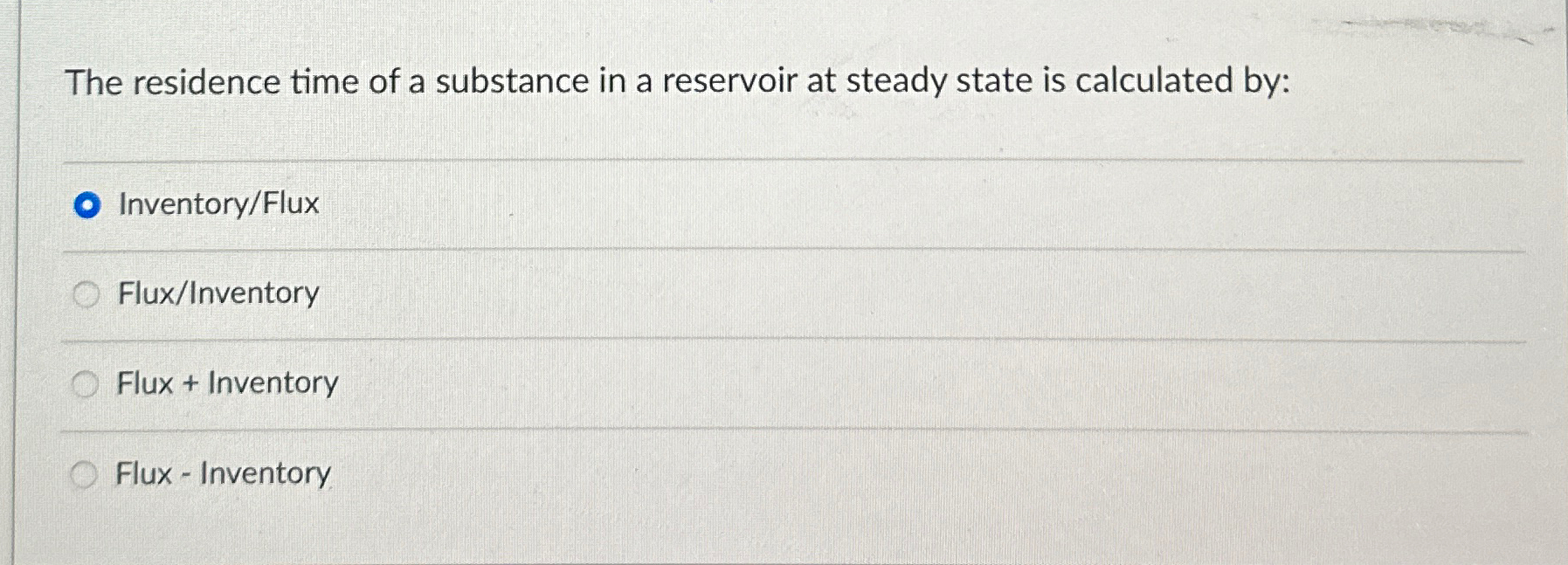 Solved The residence time of a substance in a reservoir at | Chegg.com