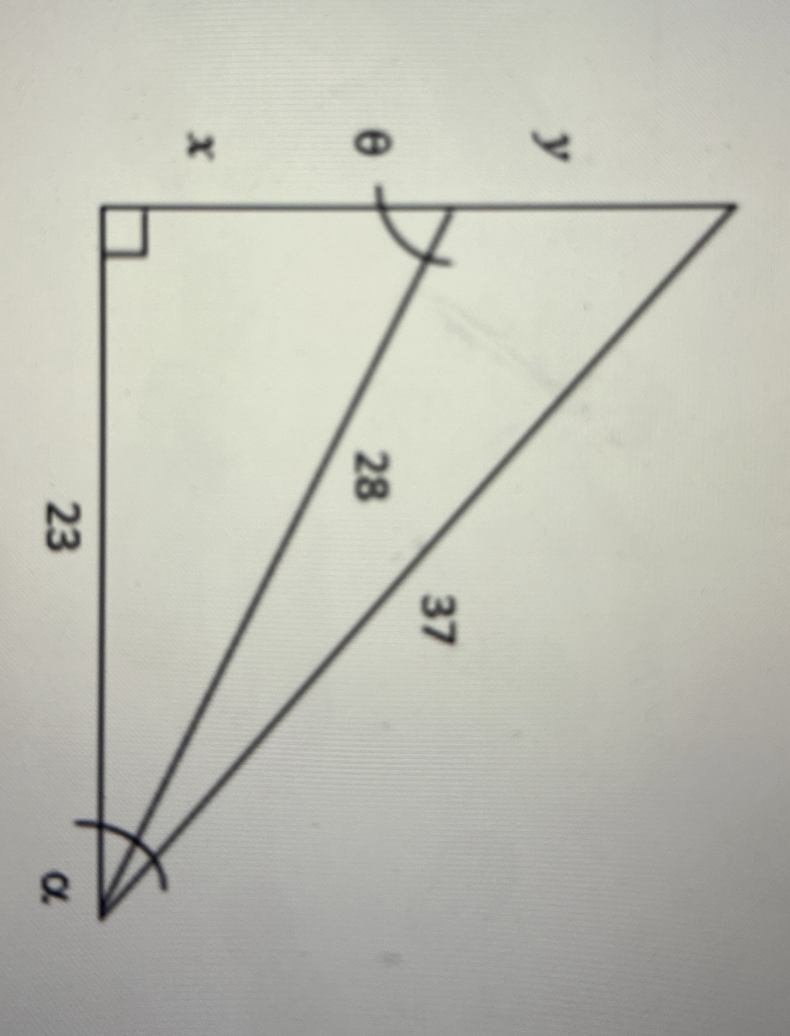 Solved Solve for the missing sides x,y and missing angle | Chegg.com
