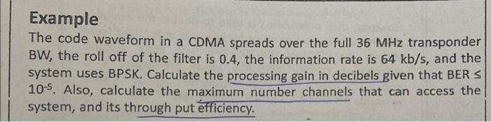 Example The code waveform in a CDMA spreads over the | Chegg.com