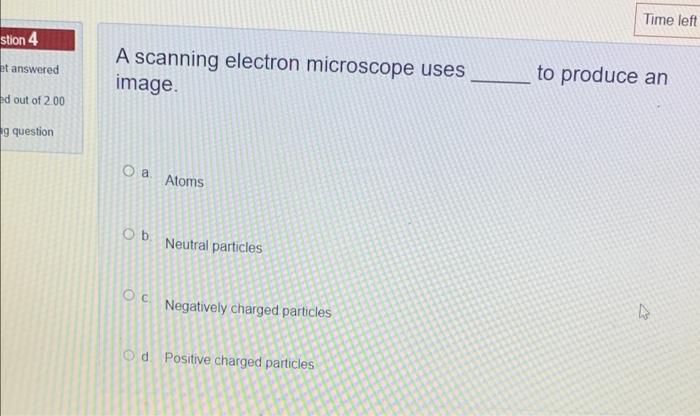 Solved Time left stion 4 et answered A scanning electron | Chegg.com