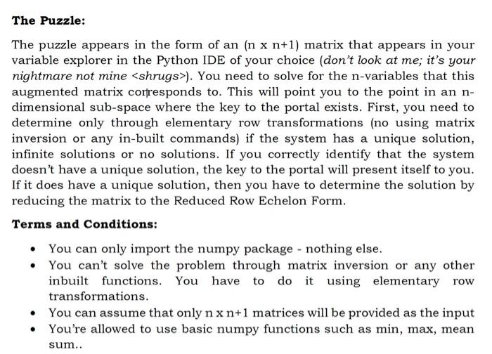 Solved The Puzzle The puzzle appears in the form of an Chegg