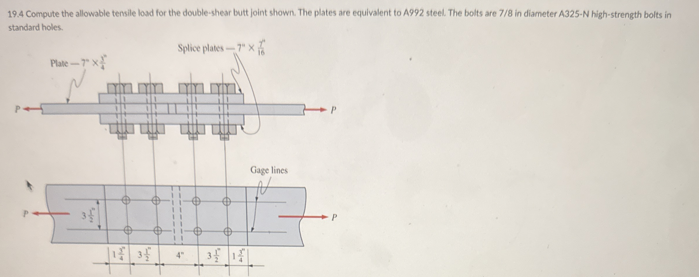 Solved 19.4 ﻿Compute the allowable tensile load for the | Chegg.com