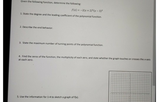 Solved Given the following function, determine the | Chegg.com