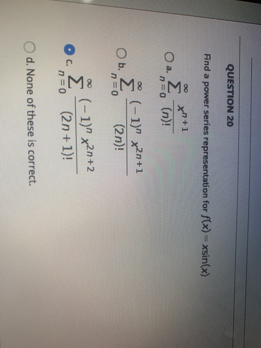 Solved Question Find A Power Series Representation For Chegg Com