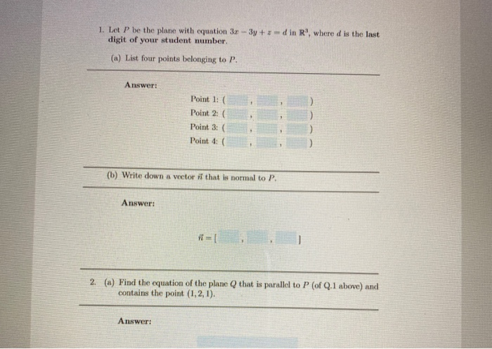 Solved 2. (a) Find the equation of the plane Q that is | Chegg.com