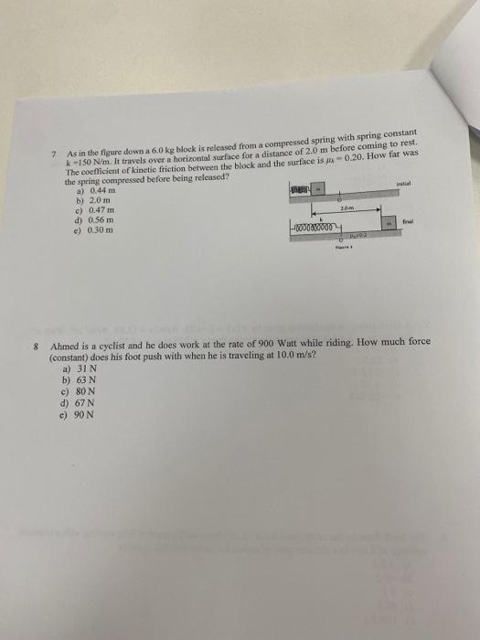 Solved 7. As in the filgure down a 6.0 kg block is released