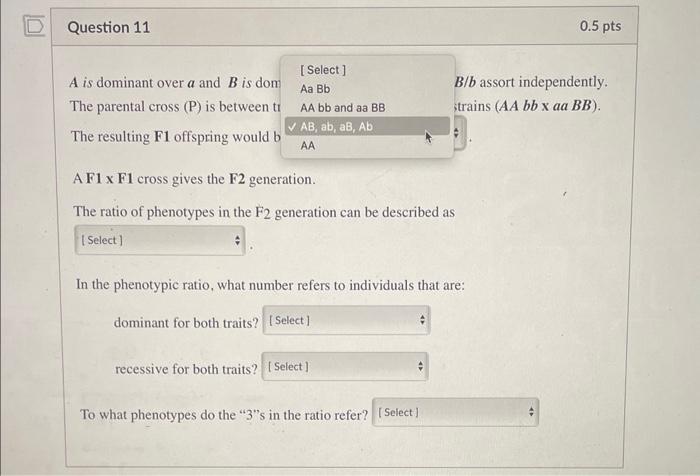 Solved A Is Dominant Over A And B Is Dominant Over B. Genes | Chegg.com