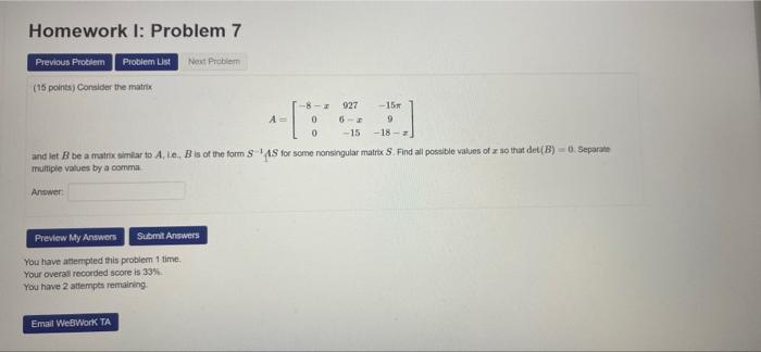 Solved Homework I: Problem 7 Previous Problem Problem Ust | Chegg.com