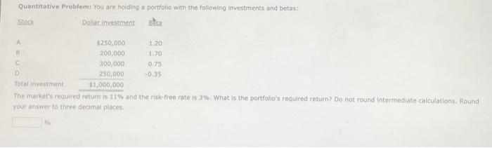 Solved Quantitative Problem: You Are Hoiding A Portfolio | Chegg.com