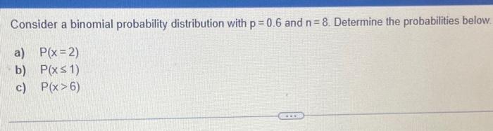 Solved Consider a binomial probability distribution with | Chegg.com