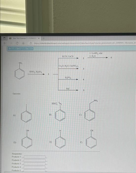 A) D) Respuestas Prodaclo 1 . Pioduclo 2 - Producto 3. Producto 4 Producto 5