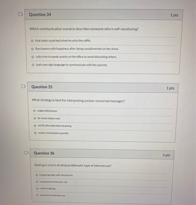 Solved Question 31 1 pts What aspect of nonverbal | Chegg.com