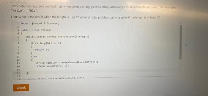 Solved Complete this recursive method that when given a | Chegg.com