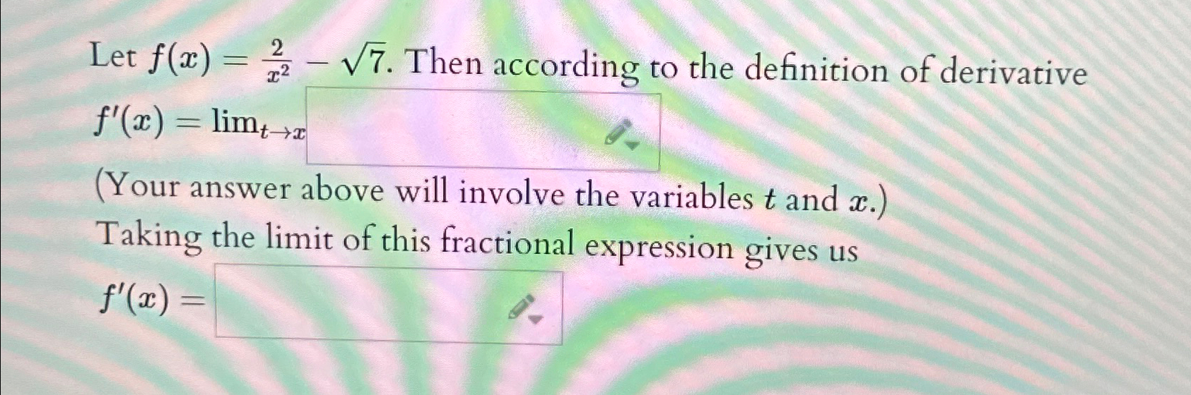 Solved Let F X 2x2 72 ﻿then According To The Definition Of