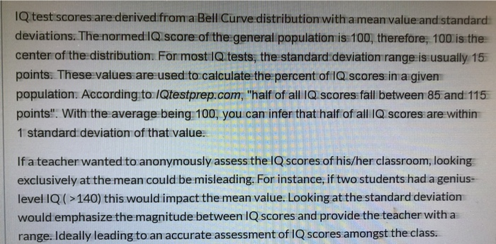IQ Scores and the Bell Curve