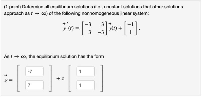 Solved (1 point) Determine all equilibrium solutions (i.e., | Chegg.com