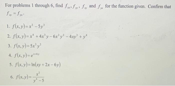 Solved For problems 1 through 6, find fx fw, fo and fy for | Chegg.com
