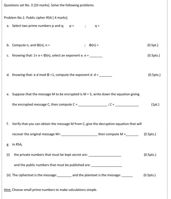 Solved Questions Set No. 3 [10 Marks]. Solve The Following | Chegg.com