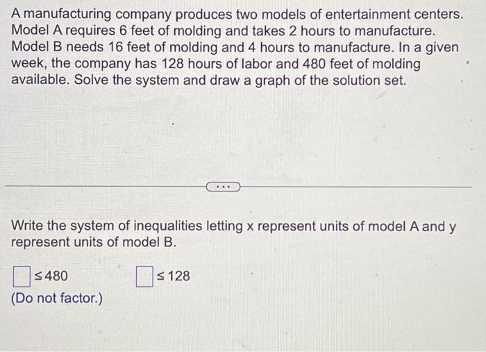 Solved A Manufacturing Company Produces Two Models Of | Chegg.com