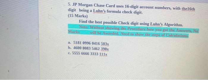 Solved find the check digit for a. , b. , and c. using | Chegg.com