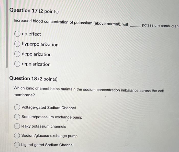 Solved Increased blood concentration of potassium (above | Chegg.com