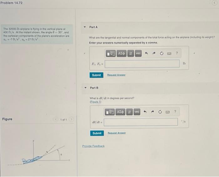 Solved The 32000−16 a plane is flying in the verical plane | Chegg.com