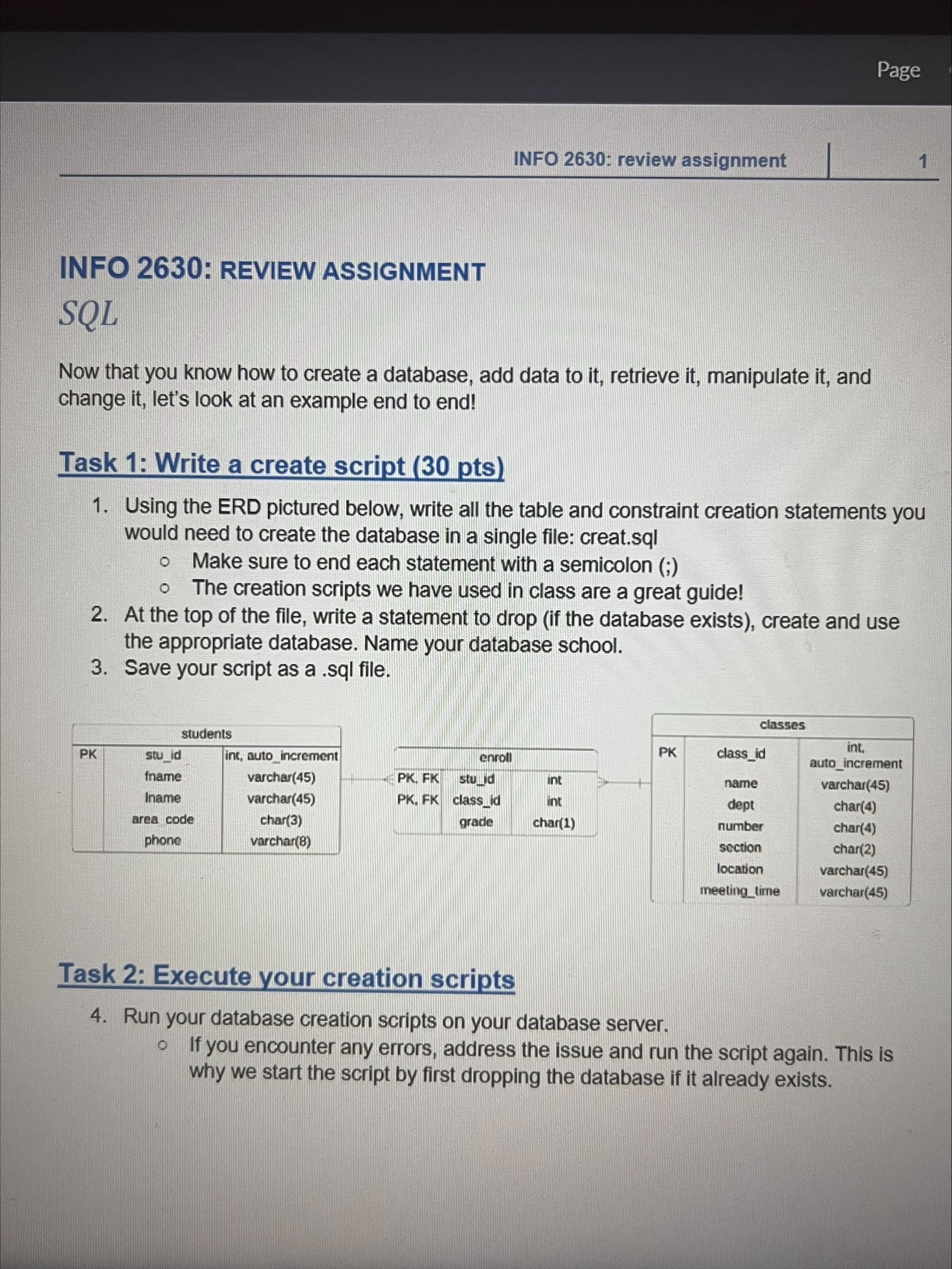 unit 2 sql - infs 6330 project 2 assignment week2 sql... Solved INFO 2630: REVIEW ASSIGNMENTSQLNow that you know how | Chegg.com