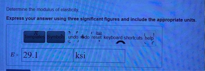 Determine the modulus of elasticity.
Express your answer using three significant figures and include the appropriate units.