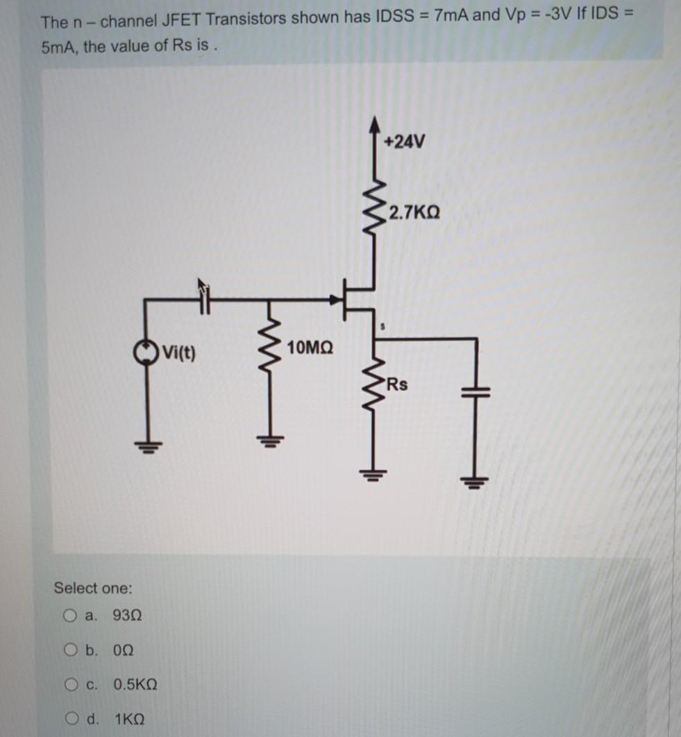 Solved The nchannel JFET Transistors shown has IDSS = 7mA
