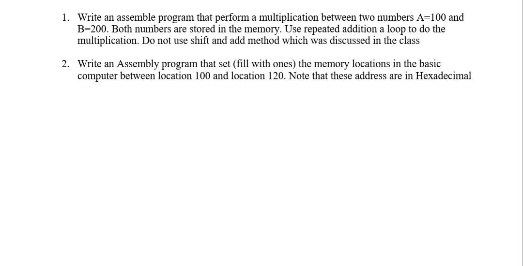 Solved 1. Write an assemble program that perform a | Chegg.com