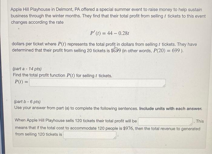 Solved Apple Hill Playhouse in Delmont, PA offered a special