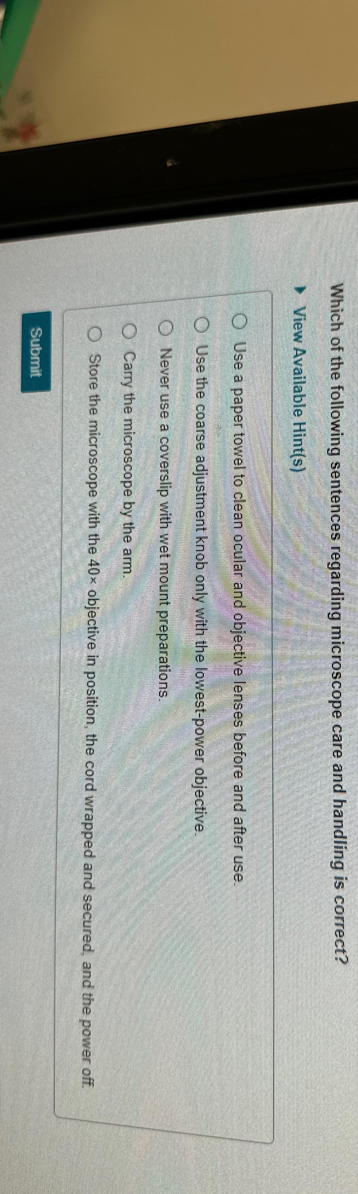 Solved Which of the following sentences regarding microscope