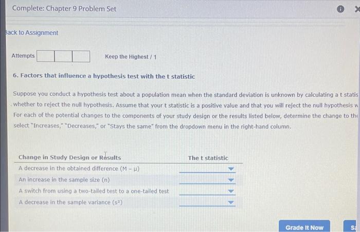 Solved 6. Factors that influence a hypothesis test with the | Chegg.com