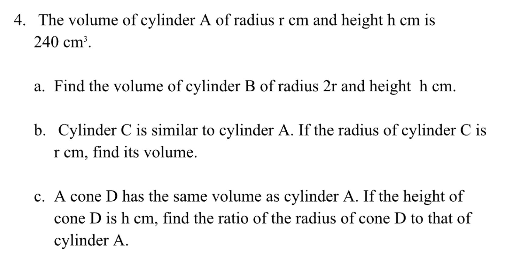 how to find the radius of a cylinder using volume and height