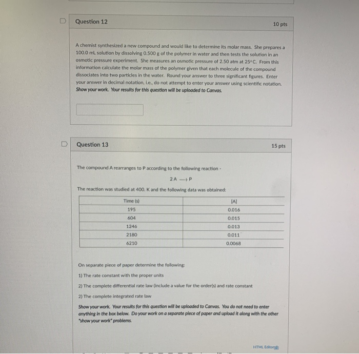 Solved Question 12 10 pts A chemist synthesized a new | Chegg.com