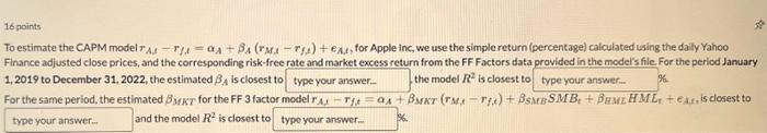 Solved To estimate the CAPM model | Chegg.com