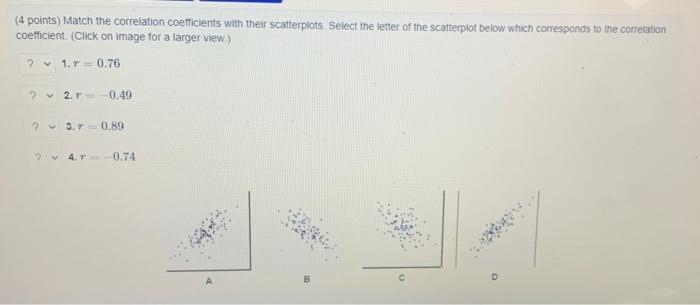 Solved (4 points) Match the correlation coefficients with | Chegg.com